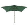 The Living Store Parasol Tuin - Groen - UV-Beschermend Polyester - Gepoedercoat Staal - 200x300x247cm - Met LEDs