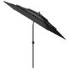 The Living Store Parasol 3-laags Antraciet Polyester - Gepoedercoat Aluminium 300x243 cm - Bescherming tegen