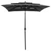 The Living Store Parasol - 3-laags - UV-beschermend - Polyester/Aluminium - 200x200x240 cm - Antraciet