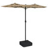 The Living Store Dubbele Parasol - Taupe en Donkergrijs - 316x145x240 cm - UV-beschermend Polyester - Sterk Frame -