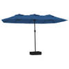 The Living Store Parasol Dubbel Zwevend - Azuurblauw en Donkergrijs - 449 x 265 x 245 cm - UV-Beschermend Polyester -