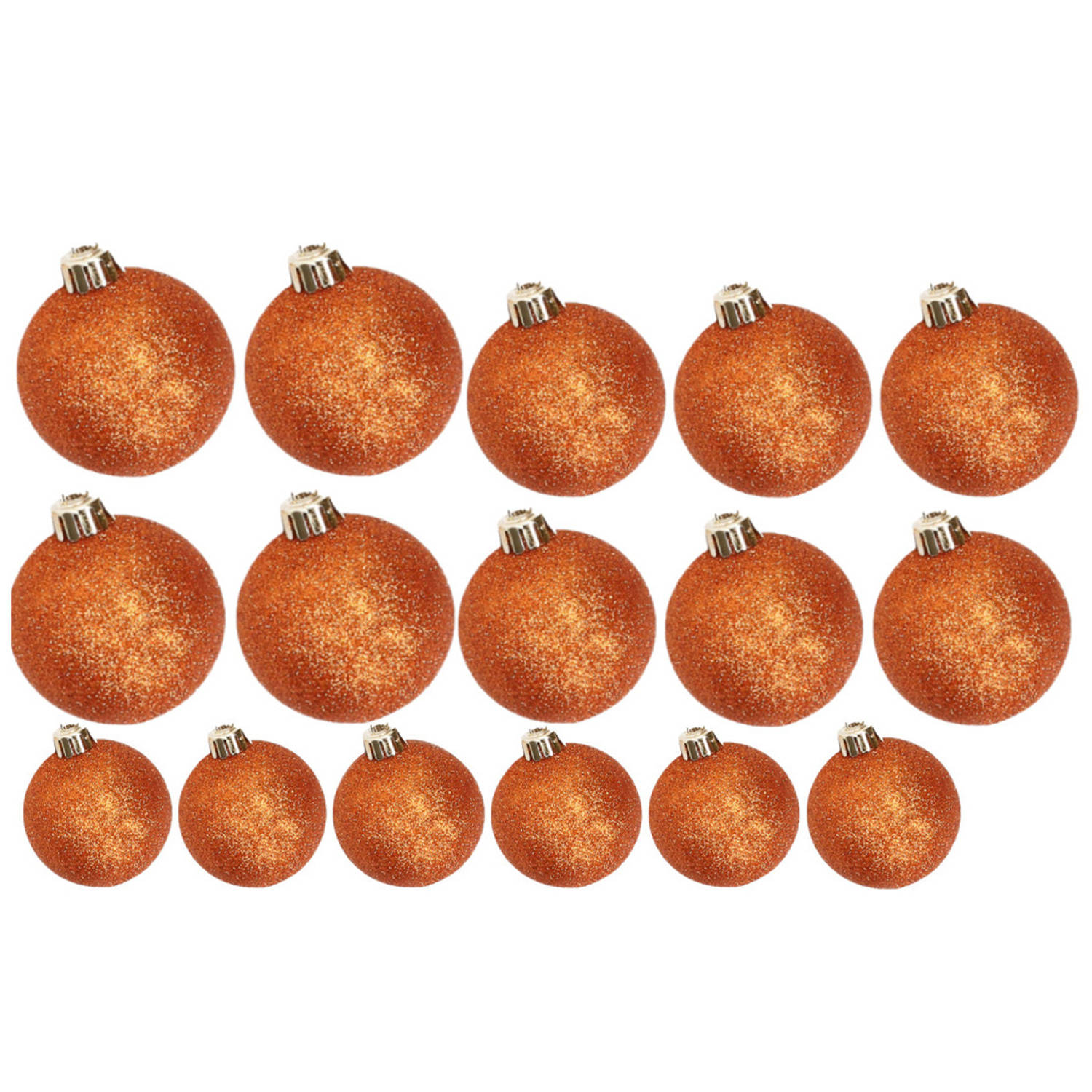 Kerstversiering set glitter kerstballen oranje 6 8 -10 cm pakket van 50x stuks Kerstbal