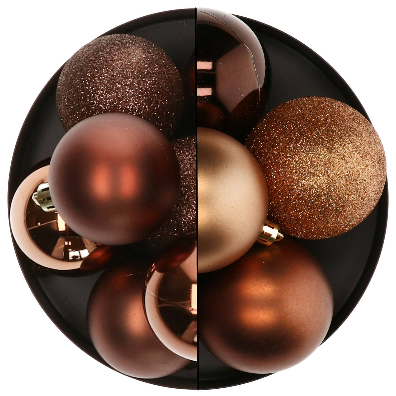 Atmosphera Kerstballen - 13x st - brons - 5 en 7 cm - kunststof - Kerstbal