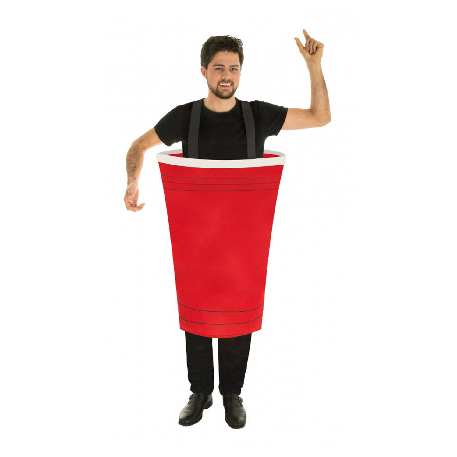 Chaks Bier pong kostuum - rood - voor volwassenen - one size - Carnaval verkleedkleding - Carnavalskostuums