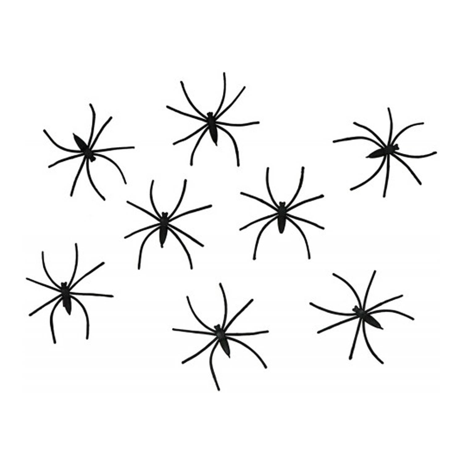 Halloween Chaks nep spinnen/spinnetjes 4 cm - zwart - 24x - Horror/Halloween thema decoratie beestjes