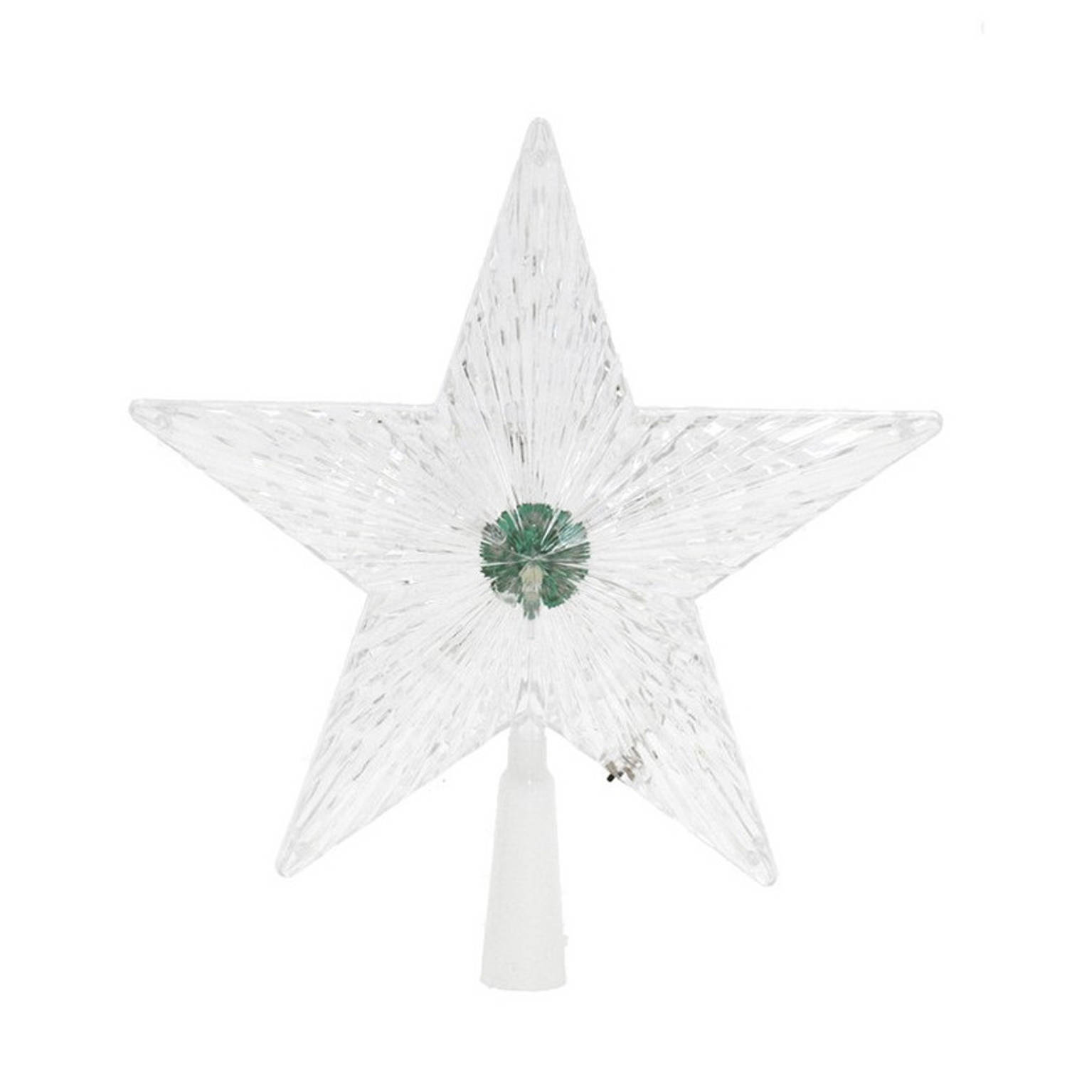 Gerim - kerst ster piek - met gekleurd LED licht - kunststof - 22,5 cm