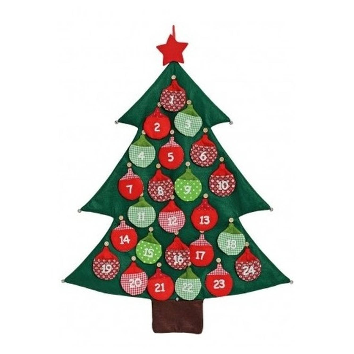 Kerstboom adventskalender vilt kerstversiering 95 cm Hangdecoratie