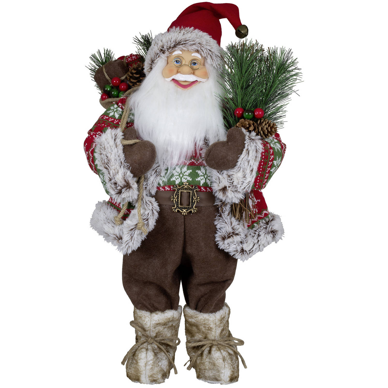 Kerstman decoratie pop Peter - H60 cm - rood - staand - kerst beeld - kerst figuur