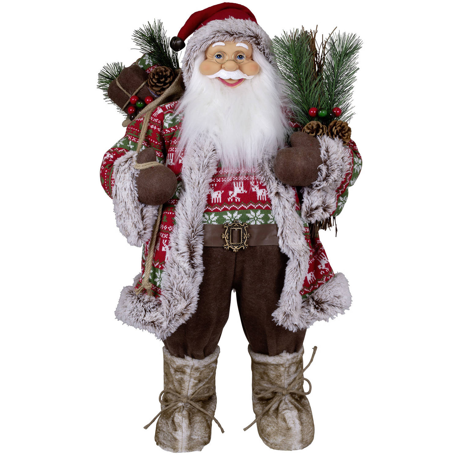 Kerstman decoratie pop Jan - H80 cm - rood - staand - kerst beeld - kerst figuur