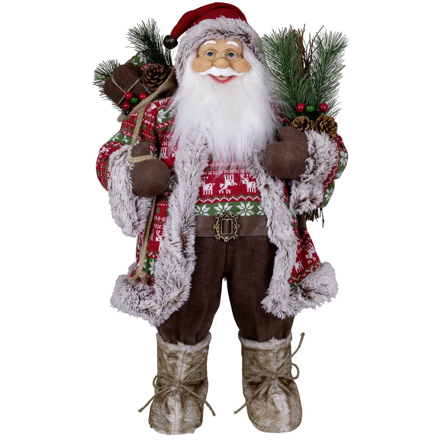 Kerstman beeld H80 cm rood staand kerstpop Kerstman pop