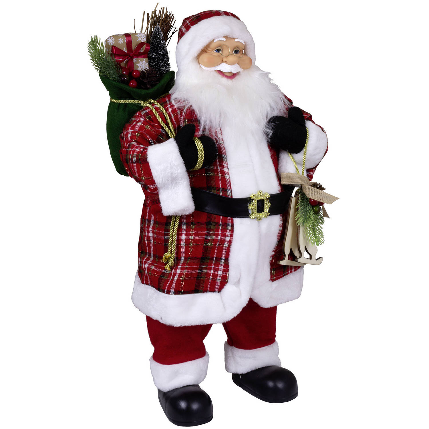 Kerstman decoratie pop Albert - H80 cm - rood - staand - kerst beeld - kerst figuur