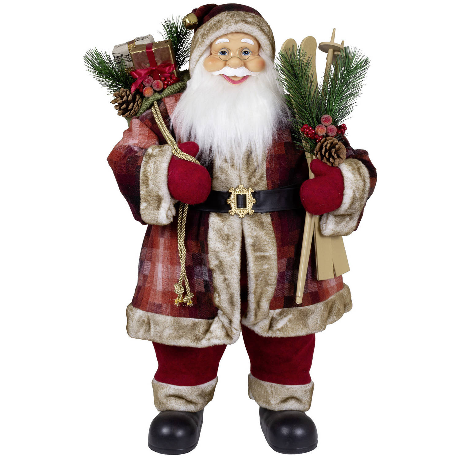 Kerstman decoratie pop Joris - H80 cm - rood - staand - kerst beeld - kerst figuur