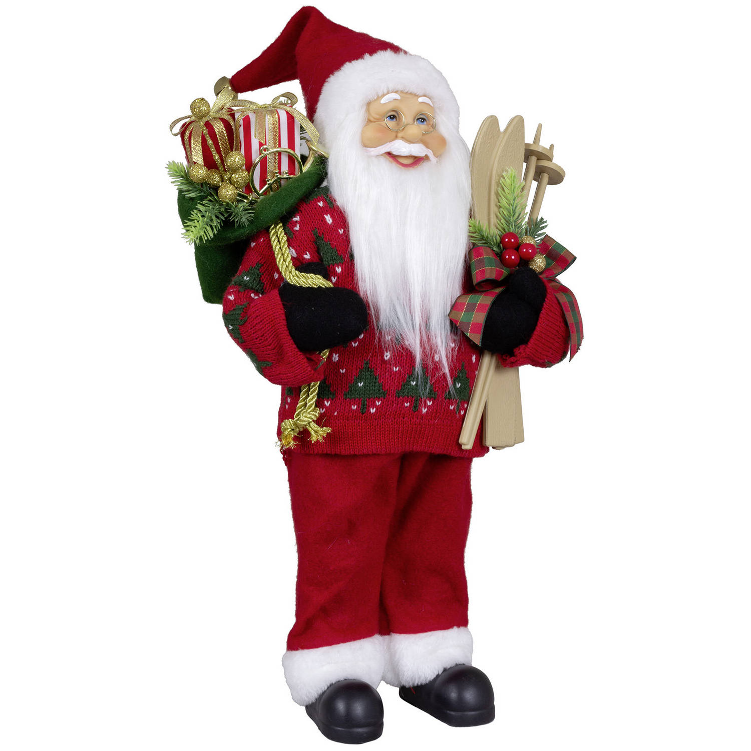 Kerstman decoratie pop - Martin - H45 cm - rood - staand - kerst beeld - kerst figuur