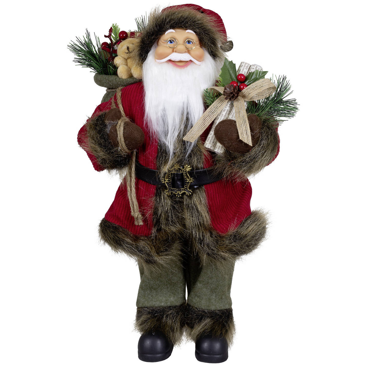 Kerstman decoratie pop - Hendrik - H45 cm - rood - staand - kerst beeld - kerst figuur