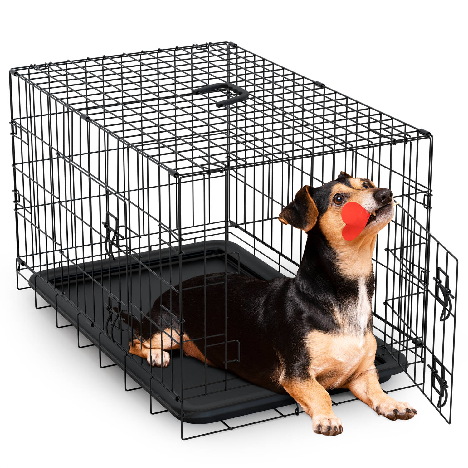 Avalo Hondenbench L Bench Voor Honden Opvouwbare Kooi 2 Deuren 92x57x64 CM