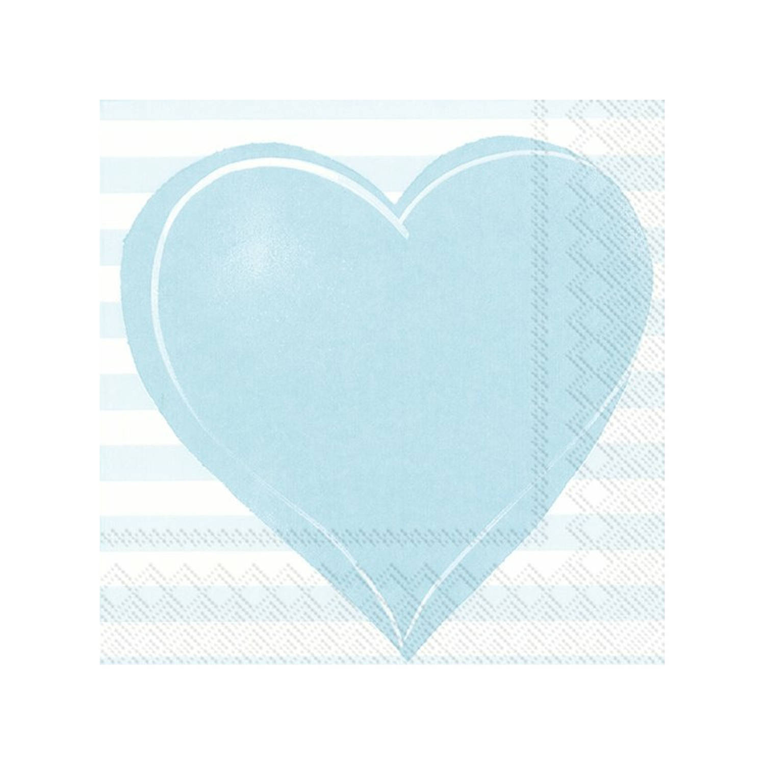 20x Blauwe 3-laags servetten hartje 33 x 33 cm - Baby/jongen thema