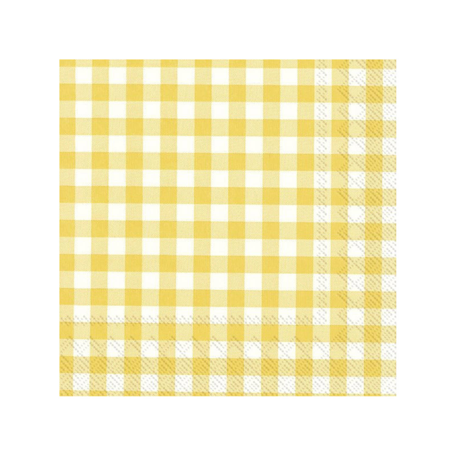 20x Vichy Karo 3-laags servetten geel/wit geblokt 33 x 33 cm - Oktoberfest servetten