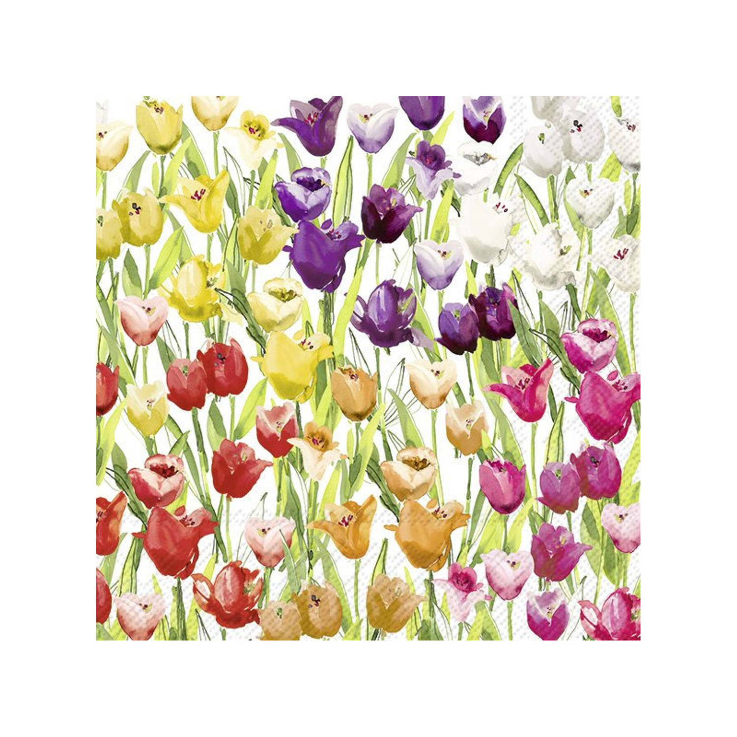 20x Gekleurde 3-laags servetten tulpen 33 x 33 cm - Voorjaar/Lente thema