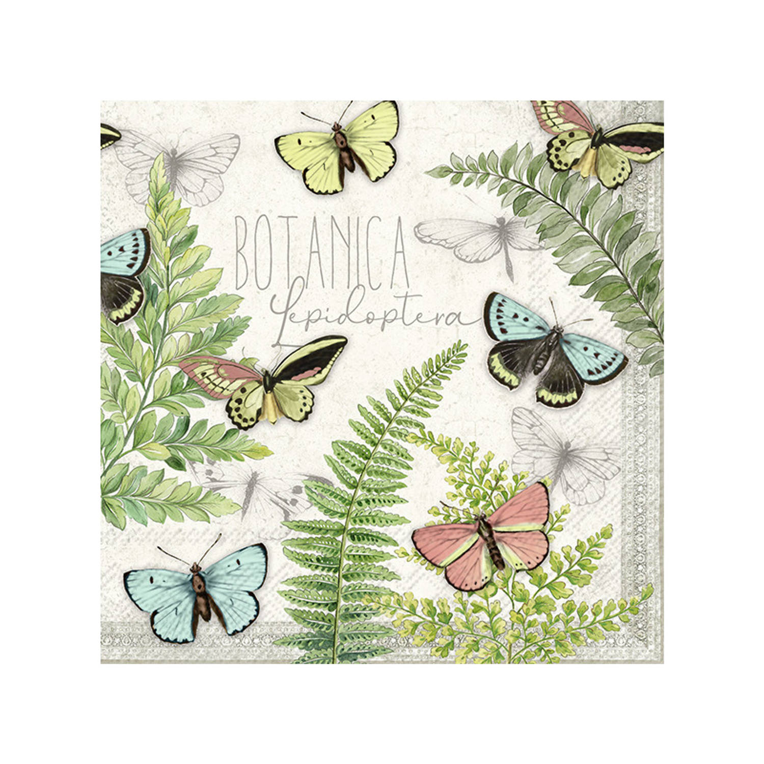 20x Gekleurde 3-laags servetten vlinders 33 x 33 cm - Voorjaar/lente bloemen thema