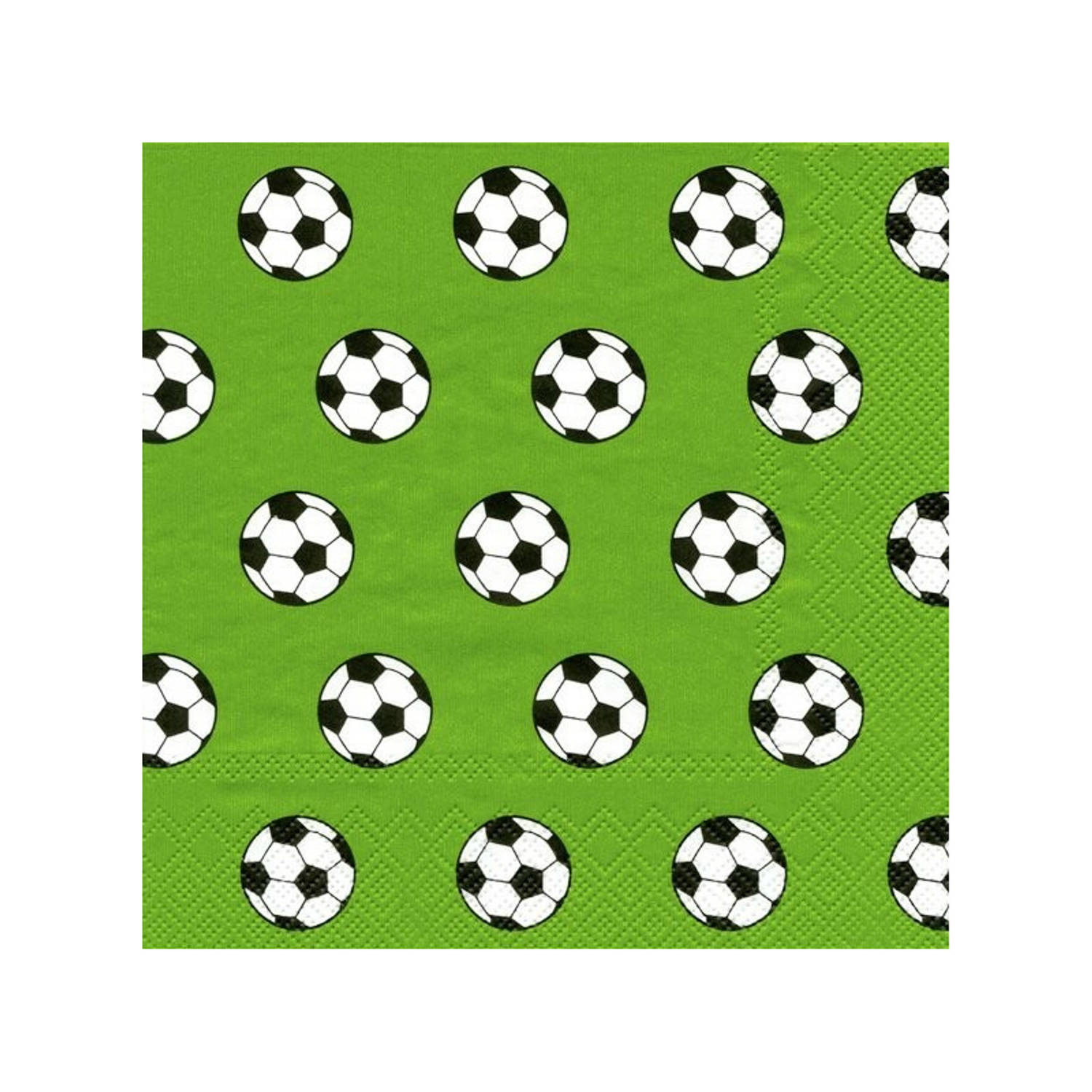 20x groen 3-laags servetten voetbal ballen 33 x 33 cm - Kleur/voetbal ballen thema