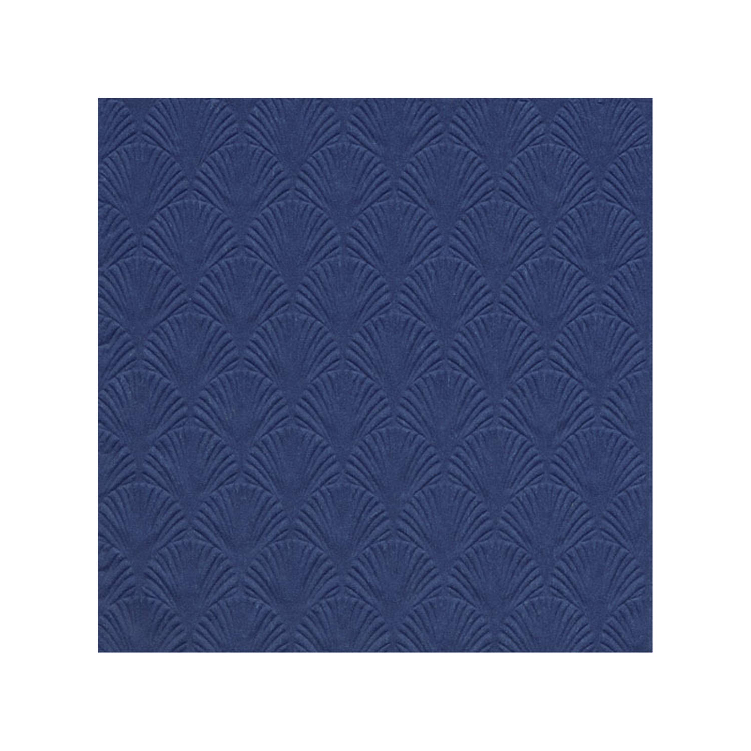 16x Luxe 3-laags servetten met patroon donker blauw 33 x 33 cm