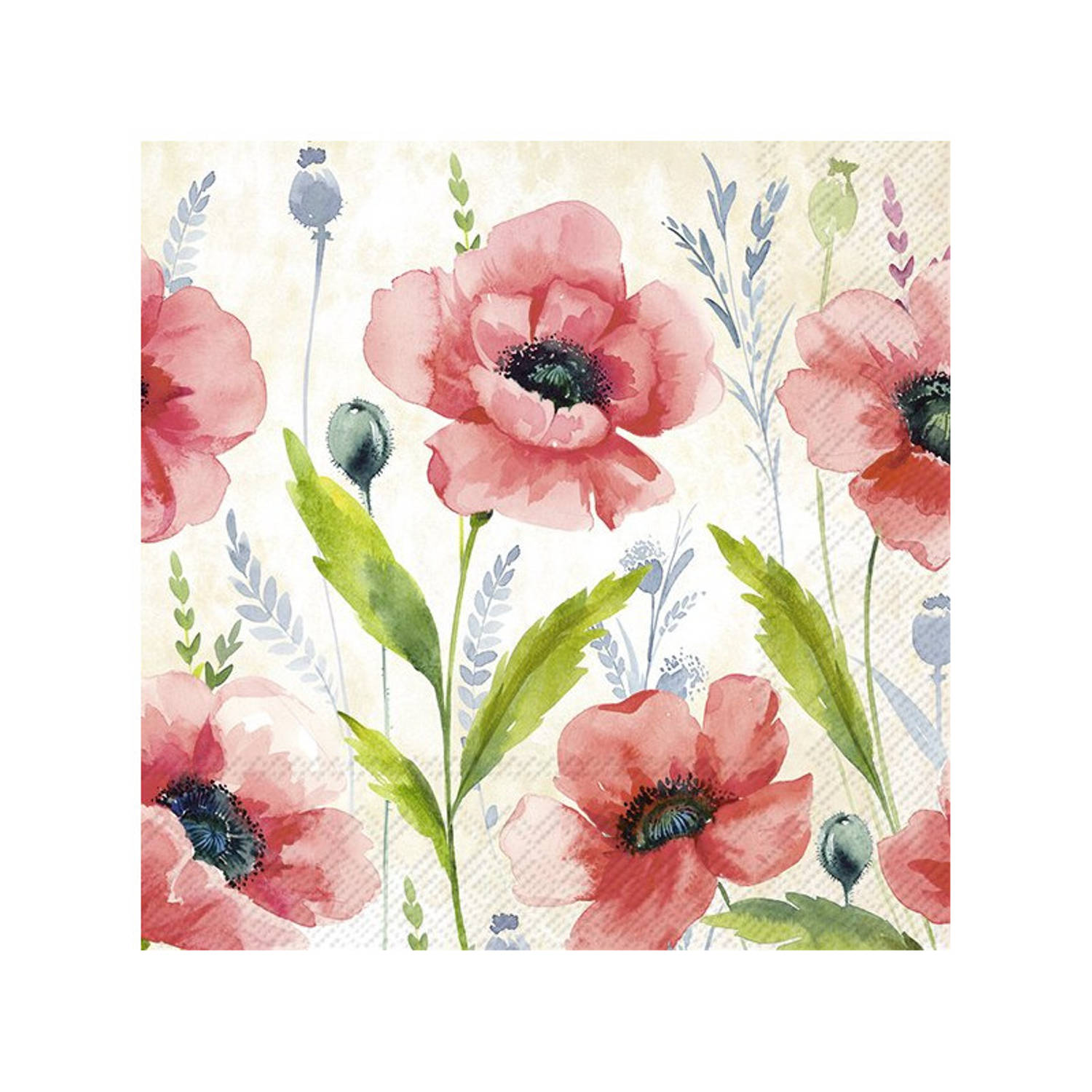 20x Gekleurde 3-laags servetten klaprozen 33 x 33 cm - Voorjaar/lente bloemen thema