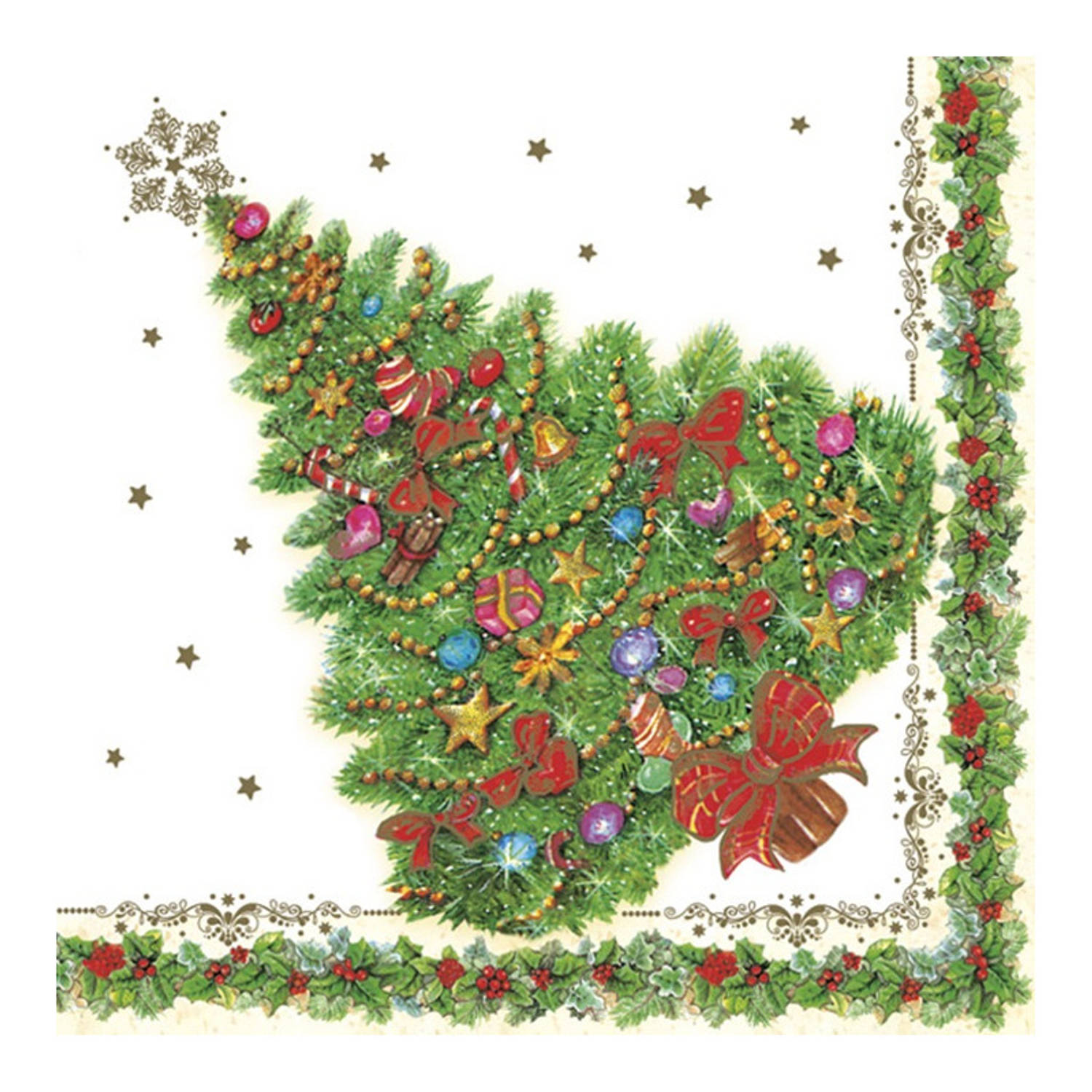 Maki kerst thema servetten 20x st 33 x 33 cm kerstboom Feestservetten