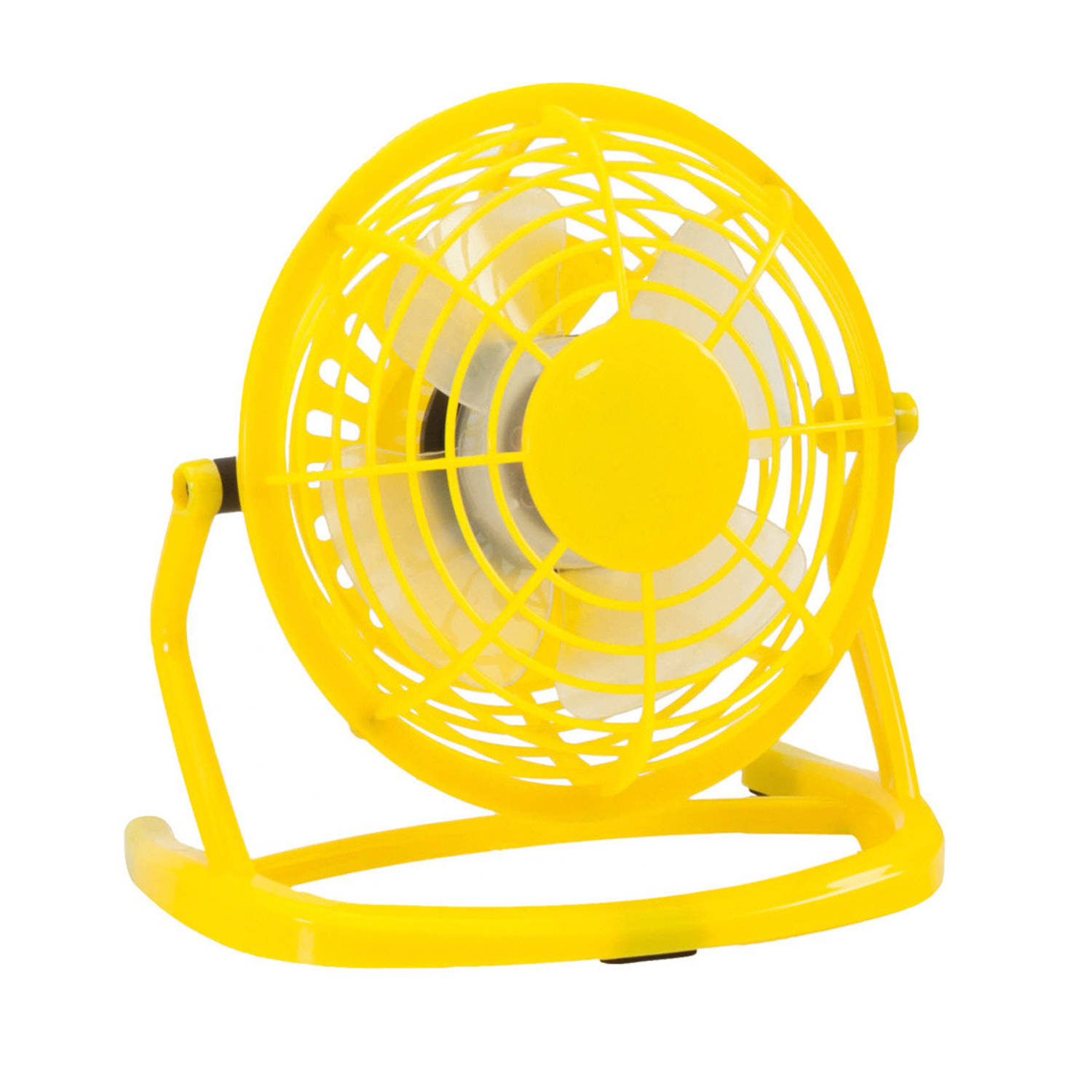 Kleine USB ventilator  bureau ventilator geel kunststof 15 x 9 cm Ventilatoren