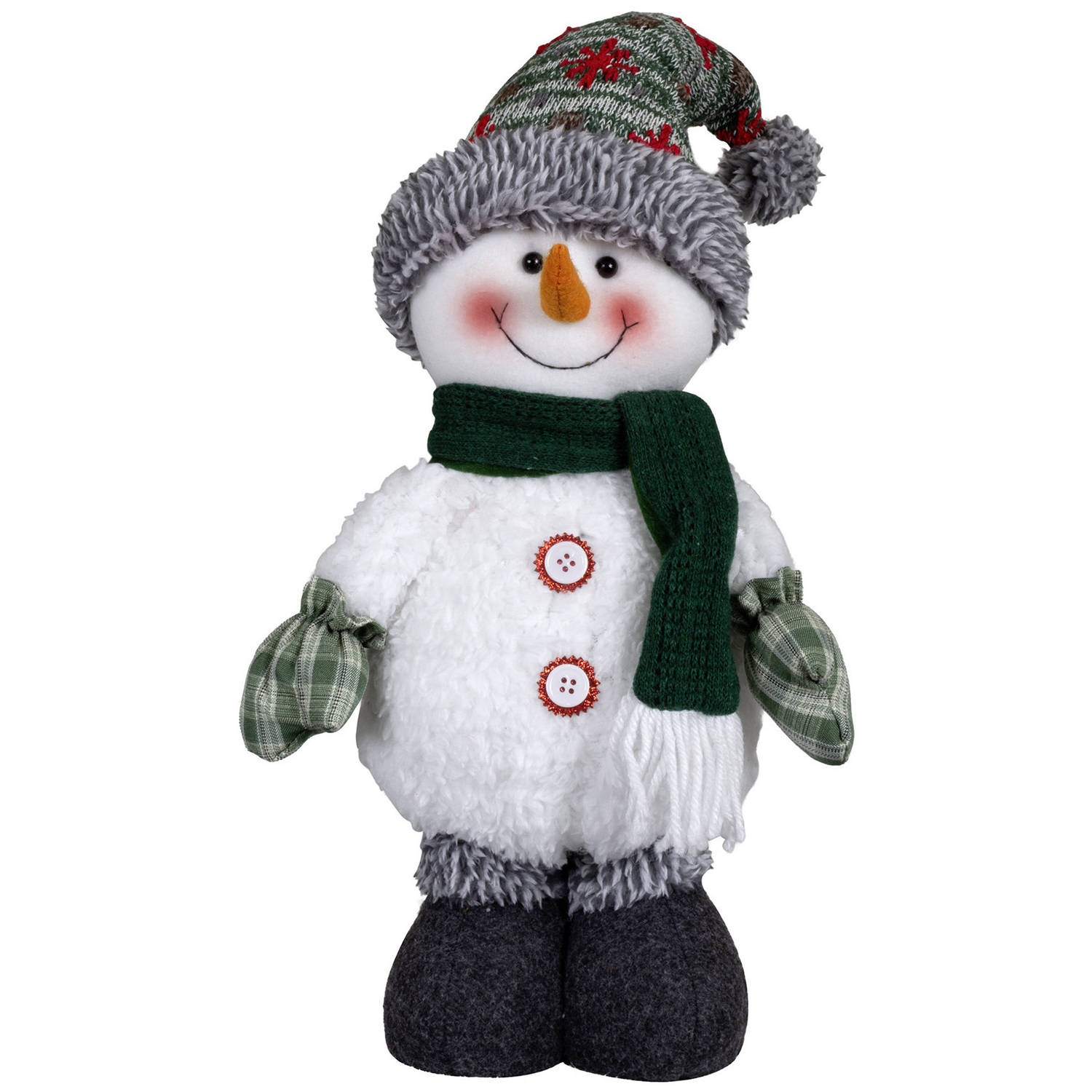 Pluche decoratie sneeuwpop 40 cm pop met sterretjes muts Kerstman pop