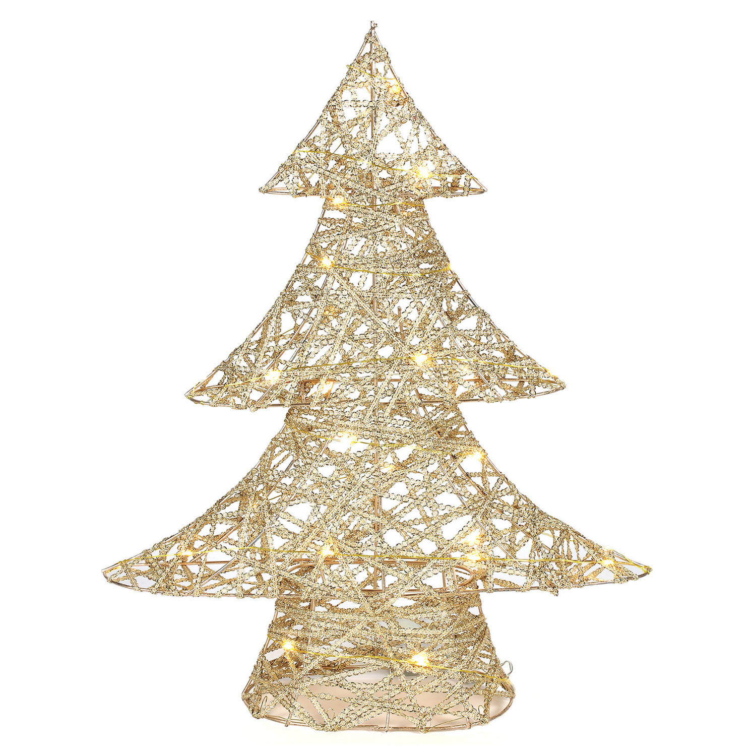 Countryfield decoratie kerstboompje goud met verlichting H48 cm kerstverlichting figuur
