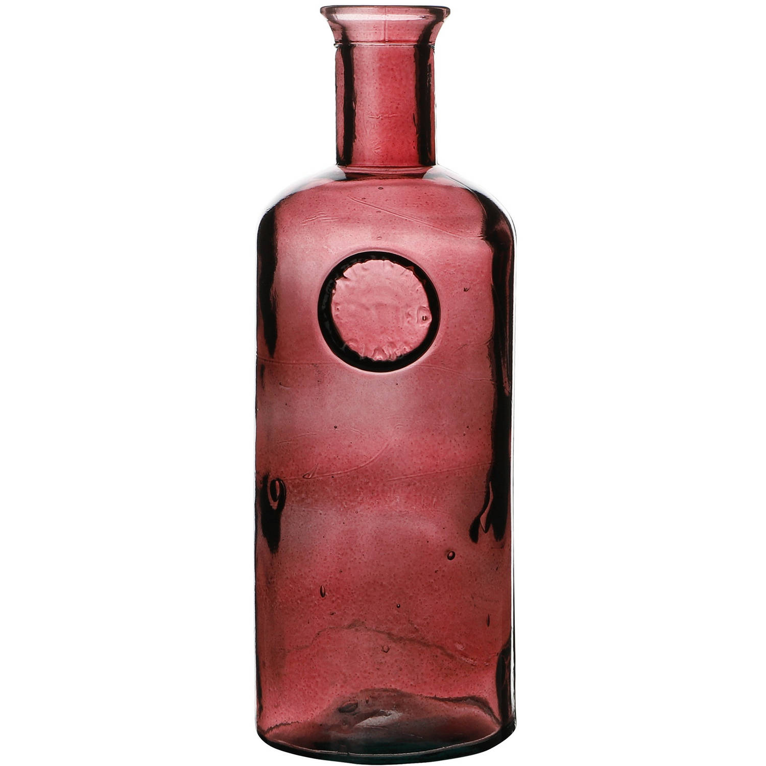 Natural Living Bloemenvaas Olive Bottle robijn rood transparant glas D13 x H35 cm Fles vazen Vazen