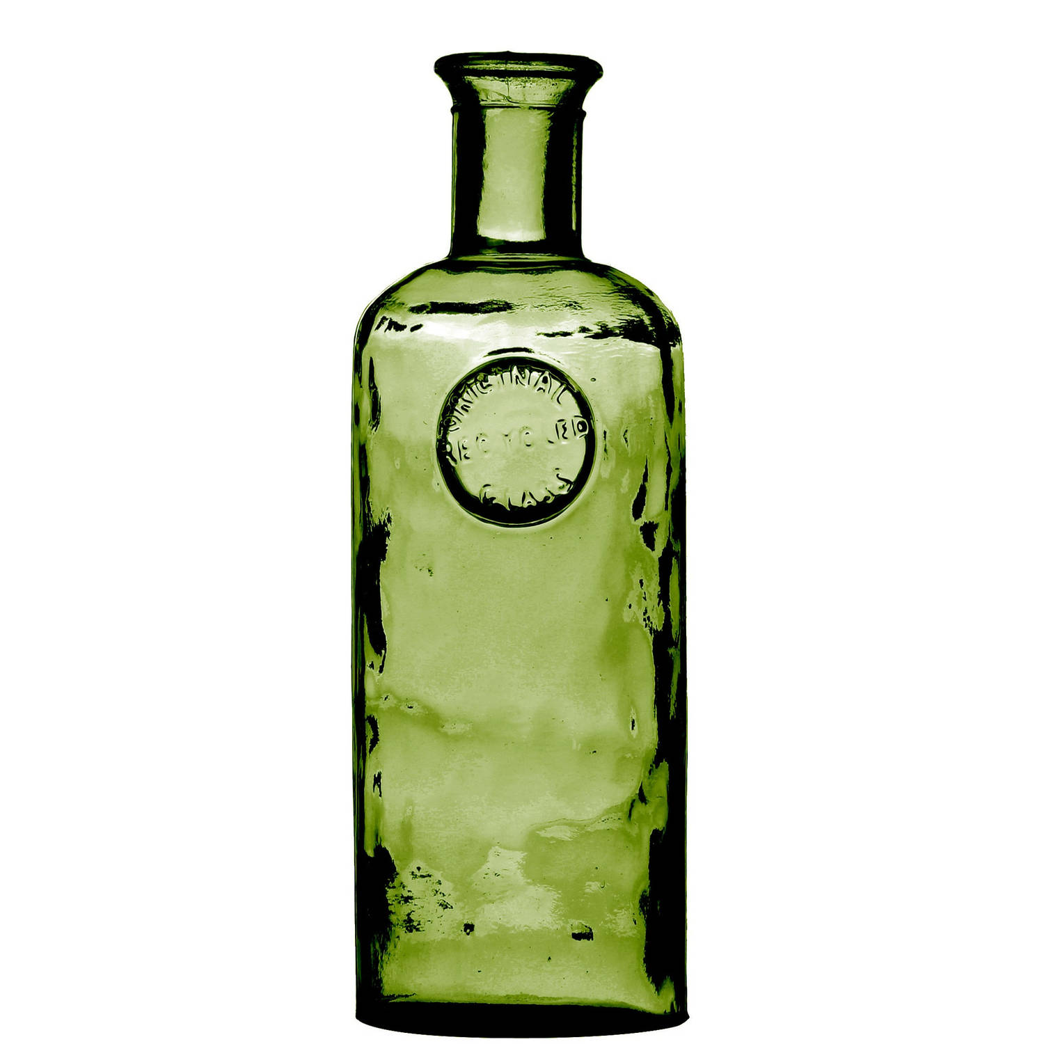 Natural Living Bloemenvaas Olive Bottle Smaragd groen transparant glas D13 x H35 cm Fles vazen Vazen