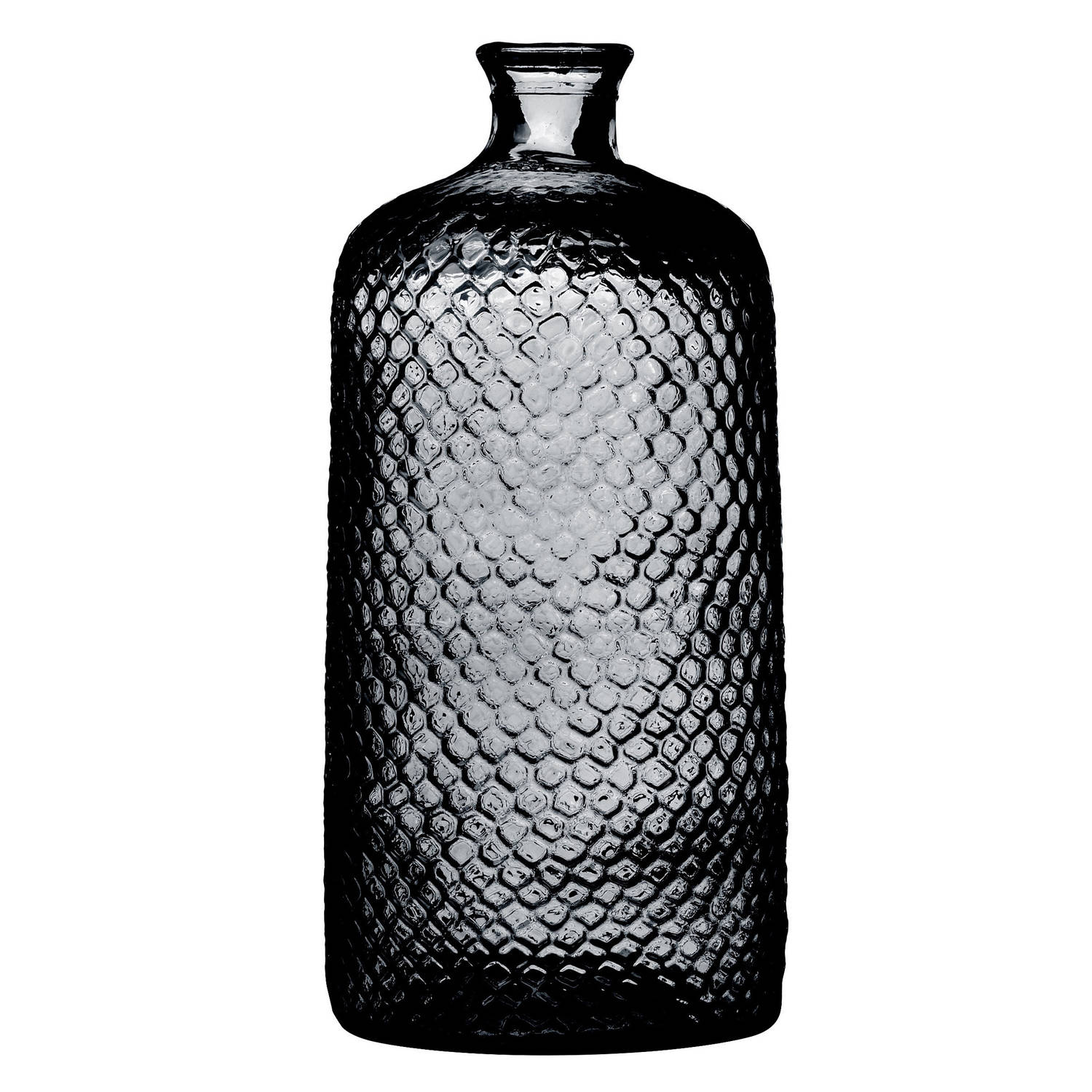 Natural Living Scubs Bottle grijs geschubt glas D18xH42cm