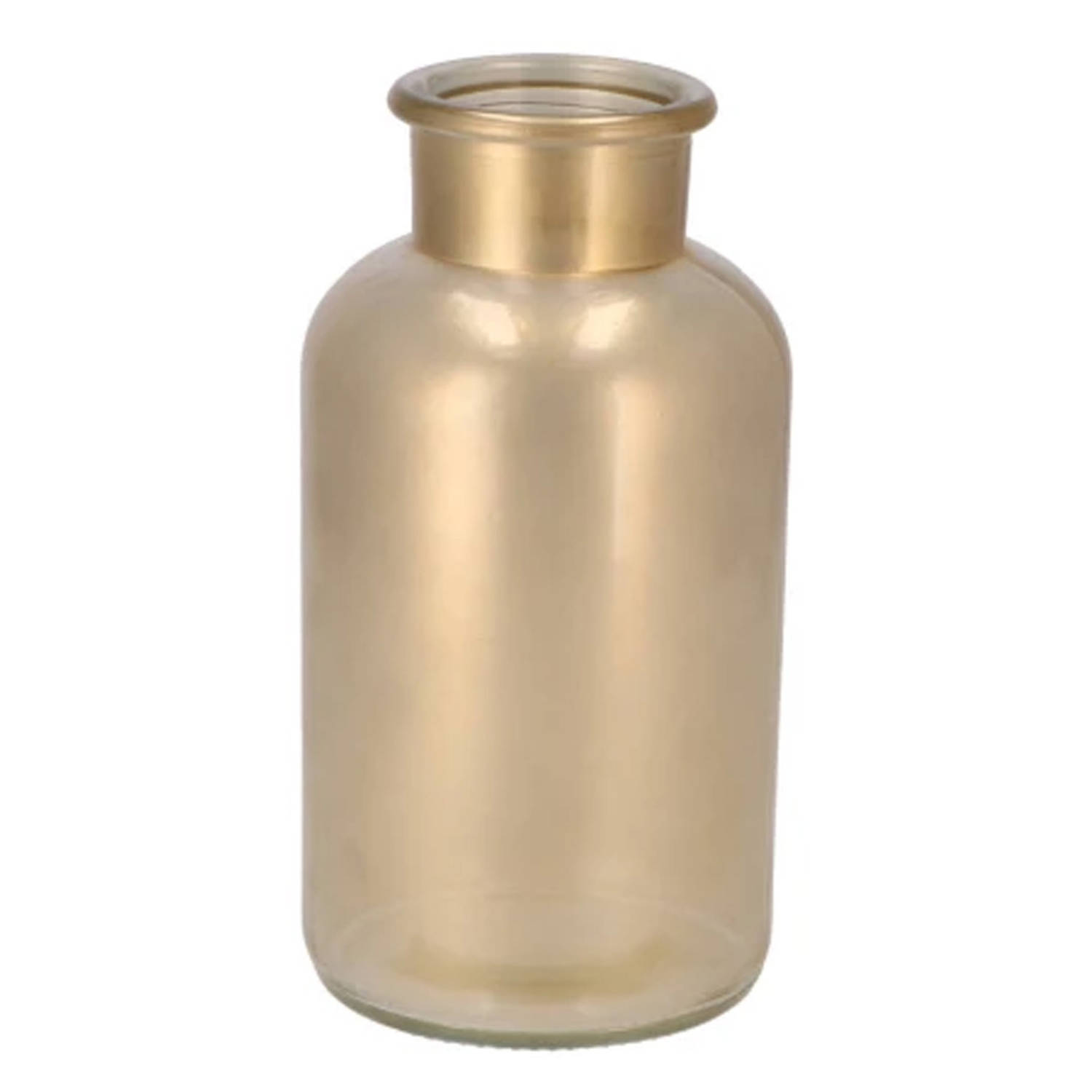 Daan Kromhout - Vaas in Fles vorm - mat goudkleurig - Transparant - 20 cm