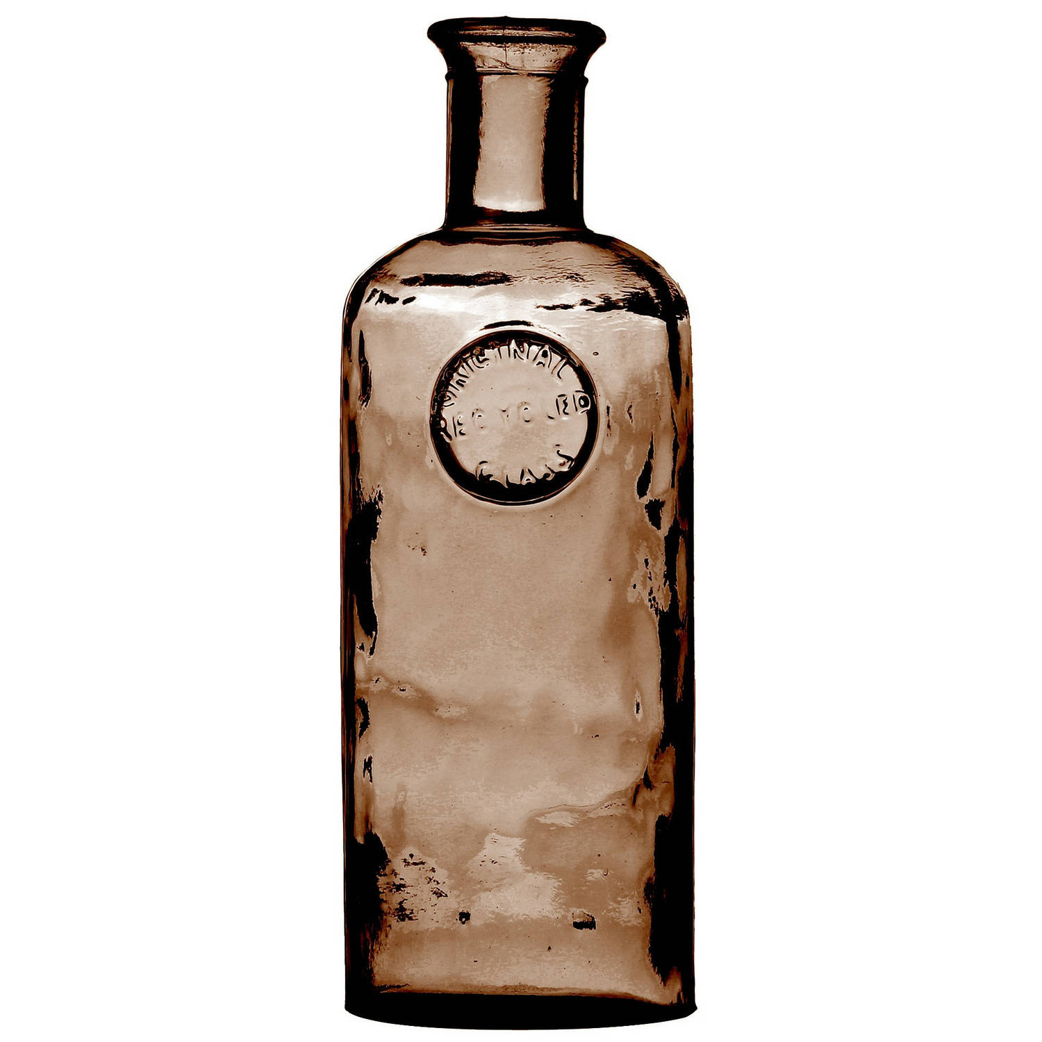 Natural Living Bloemenvaas Olive Bottle kastanje transparant glas D13 x H27 cm Fles vazen Vazen