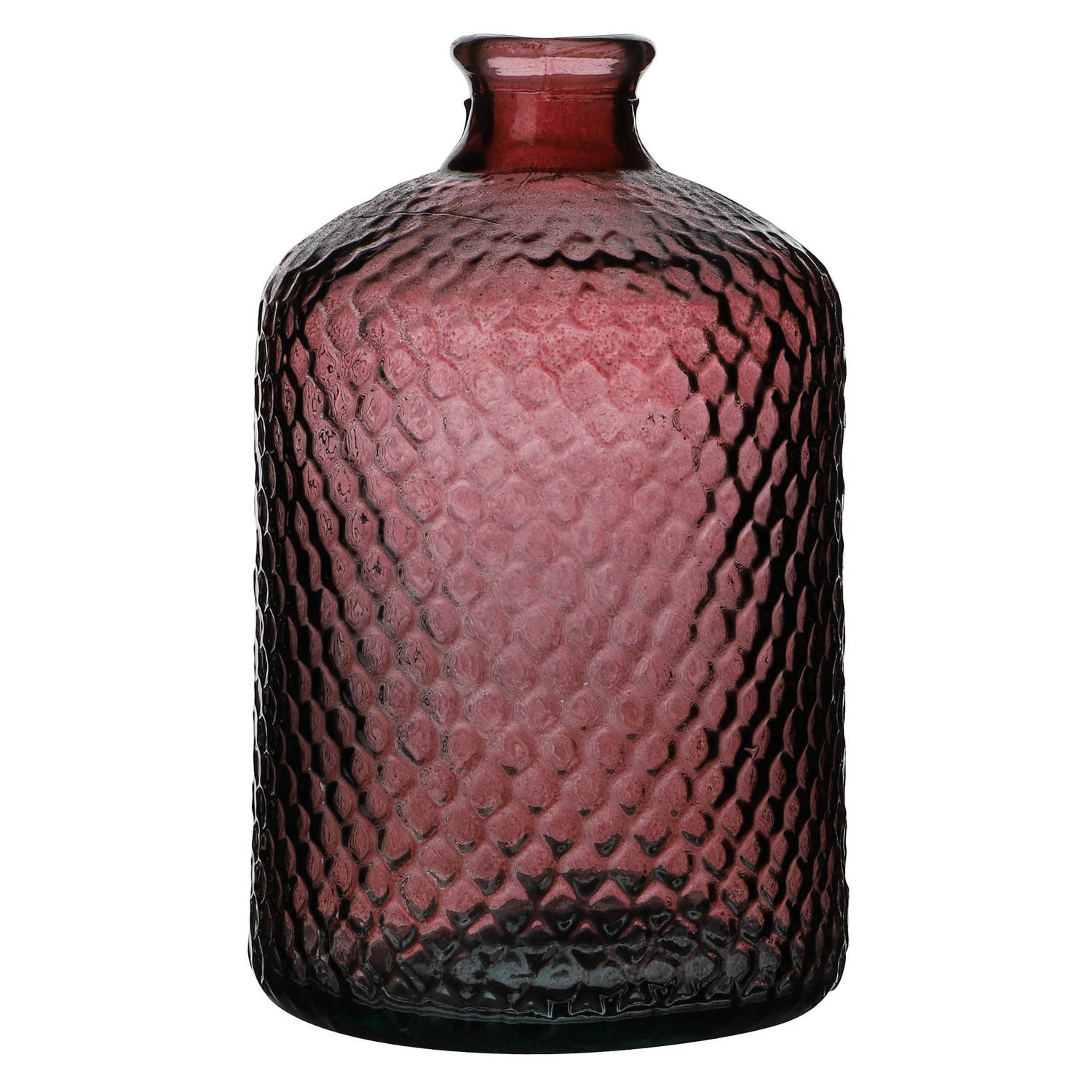 Natural Living Vaas Scubs Bottle rood geschubt glas D18xH31cm