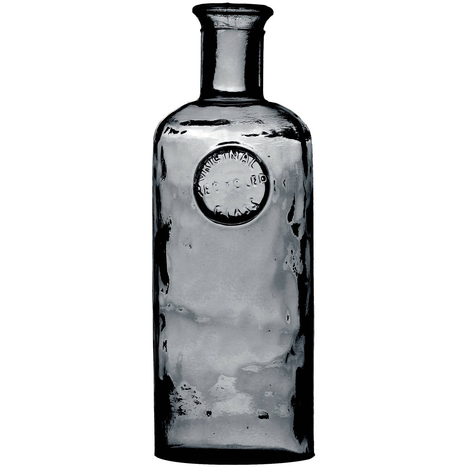 Natural Living Bloemenvaas Olive Bottle - smoke grijs transparant - glas - D13 x H35 cm - Fles vazen
