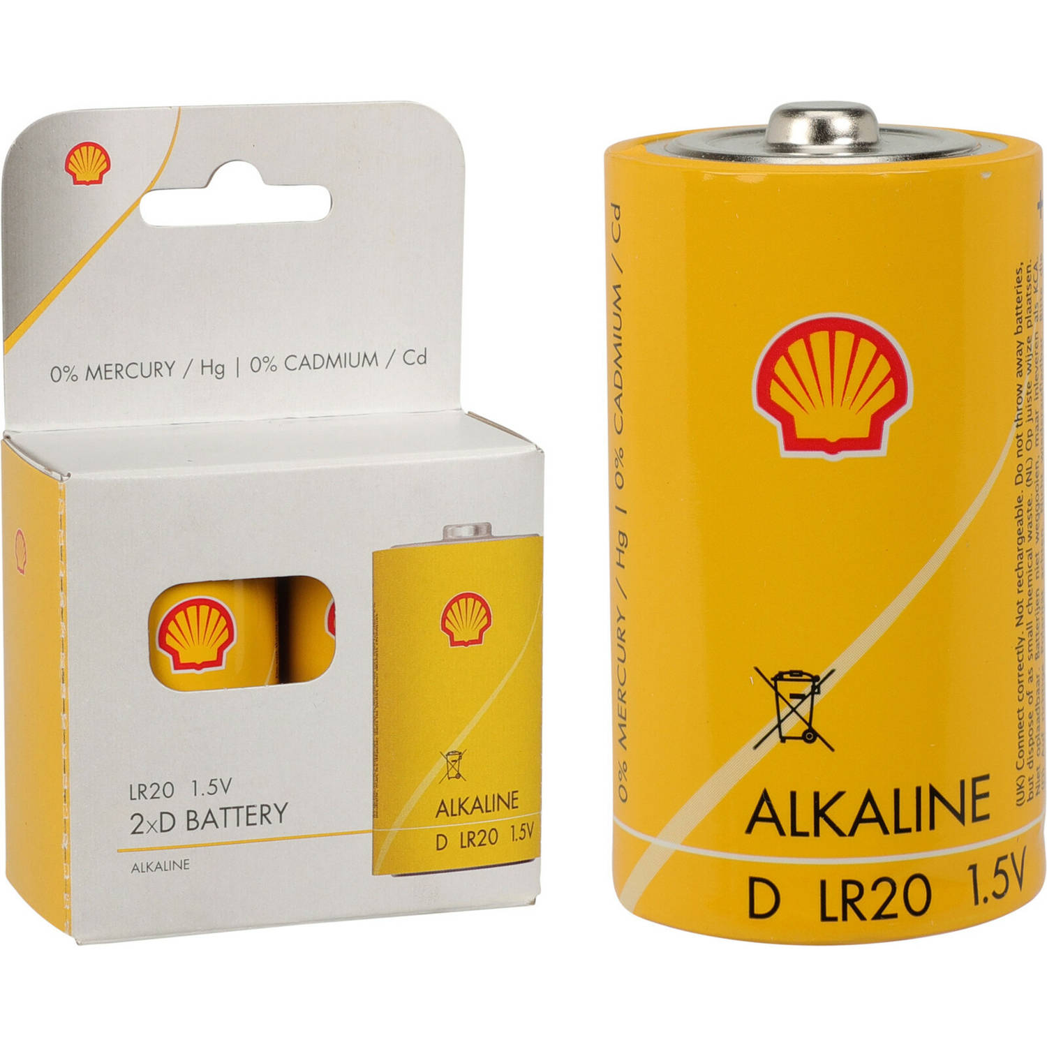 Shell Batterijen type LR20 2x stuks Alkaline Longlife Batterijen