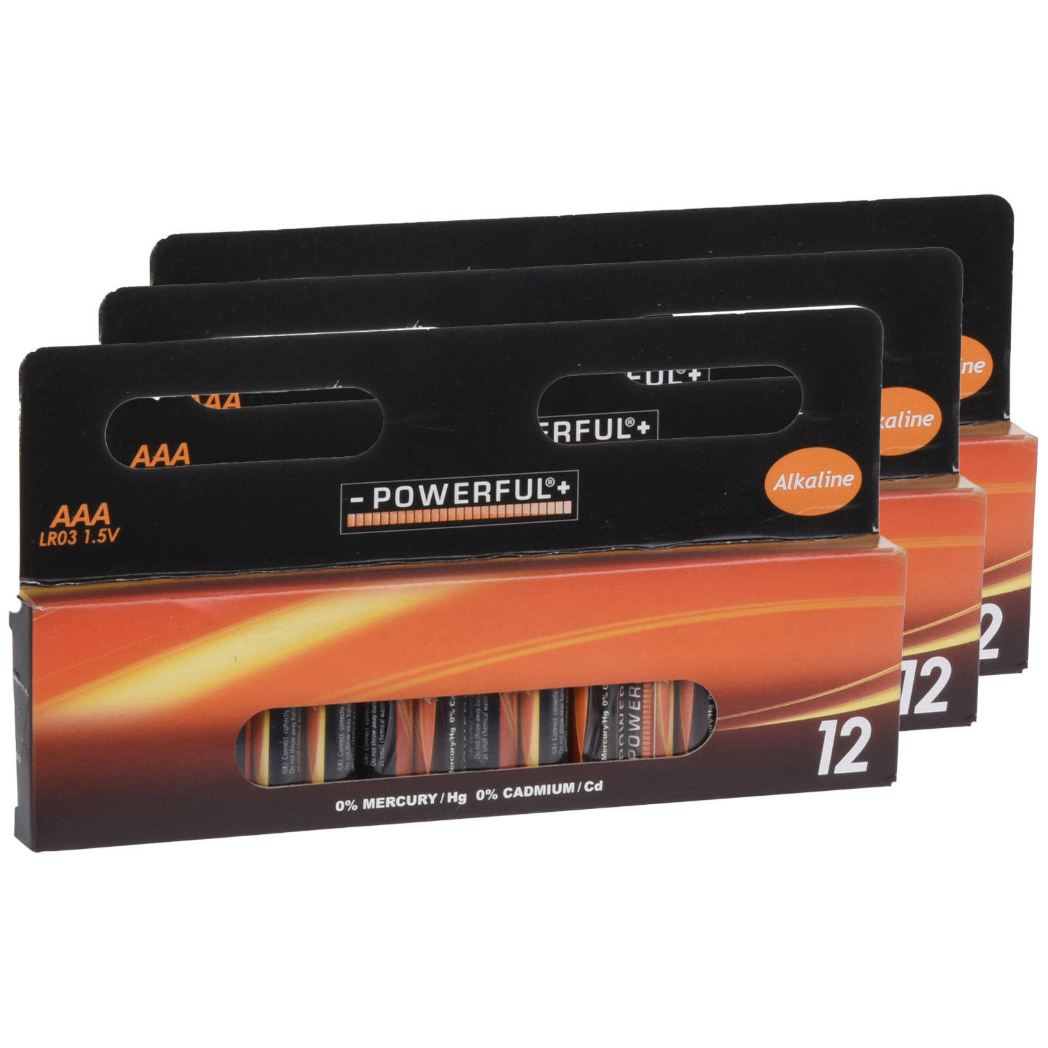 Powerful Batterijen - AAA type - 36x stuks - Alkaline - Minipenlites AAA batterijen