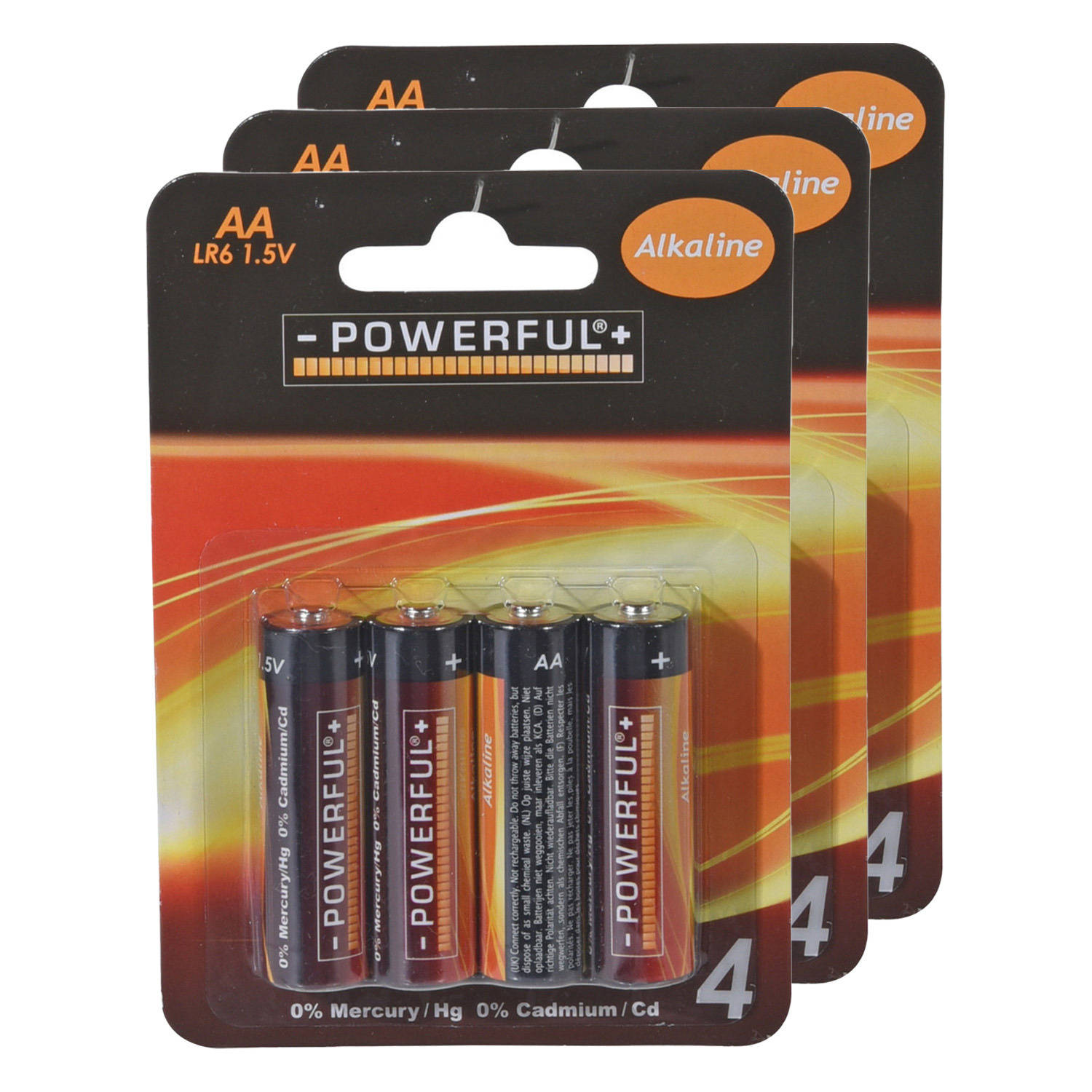 Powerful Batterijen Penlite - AA type - 12x stuks - Alkaline - Penlites AA batterijen