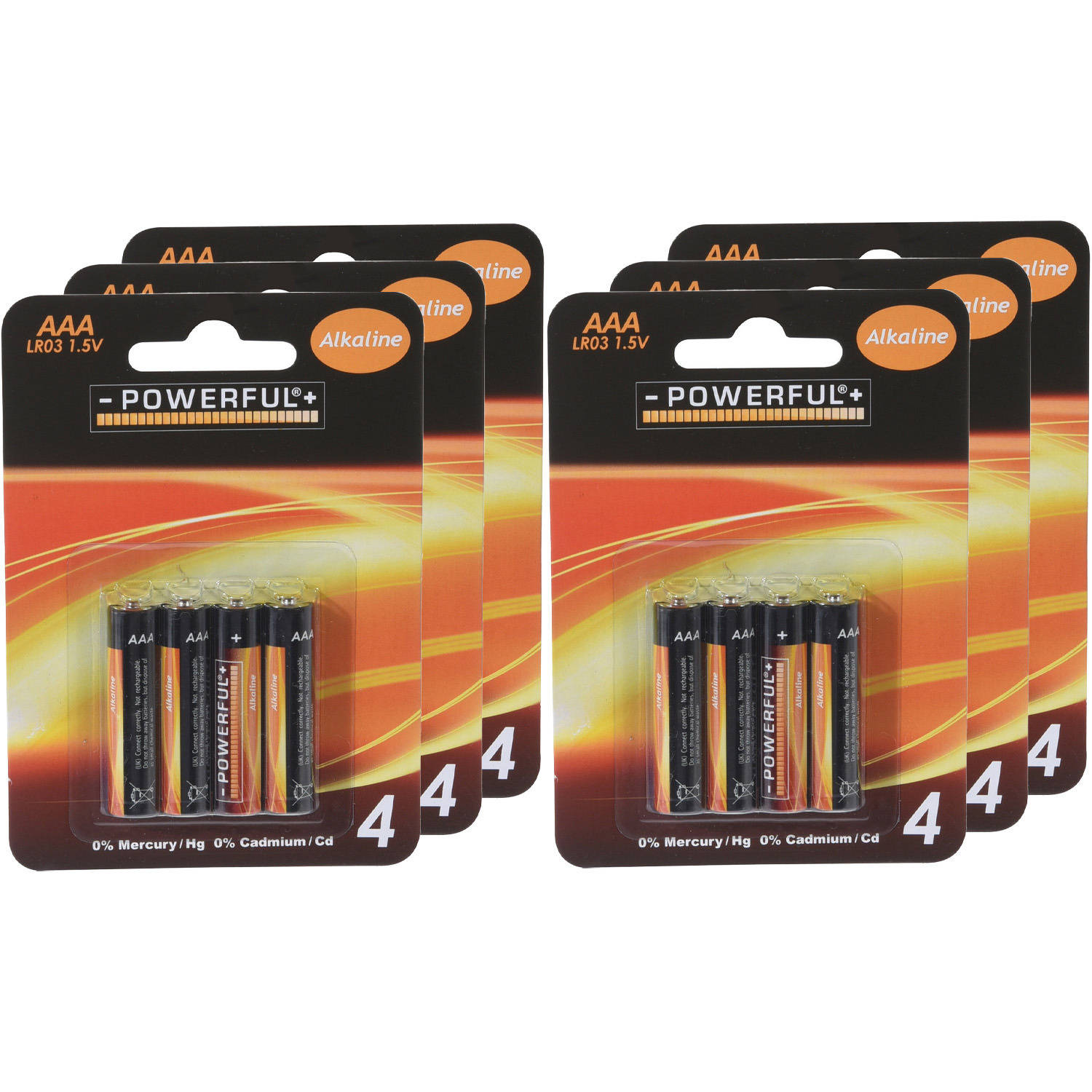 Powerful Batterijen - AAA type - 24x stuks - Alkaline - Minipenlites AAA batterijen