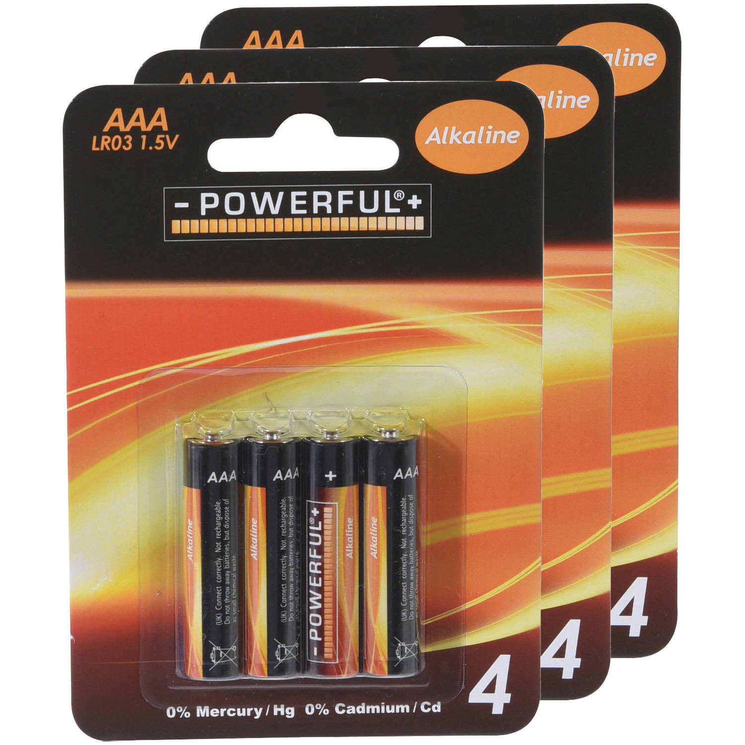Powerful Batterijen AAA type 12x stuks Alkaline Minipenlites AAA batterijen