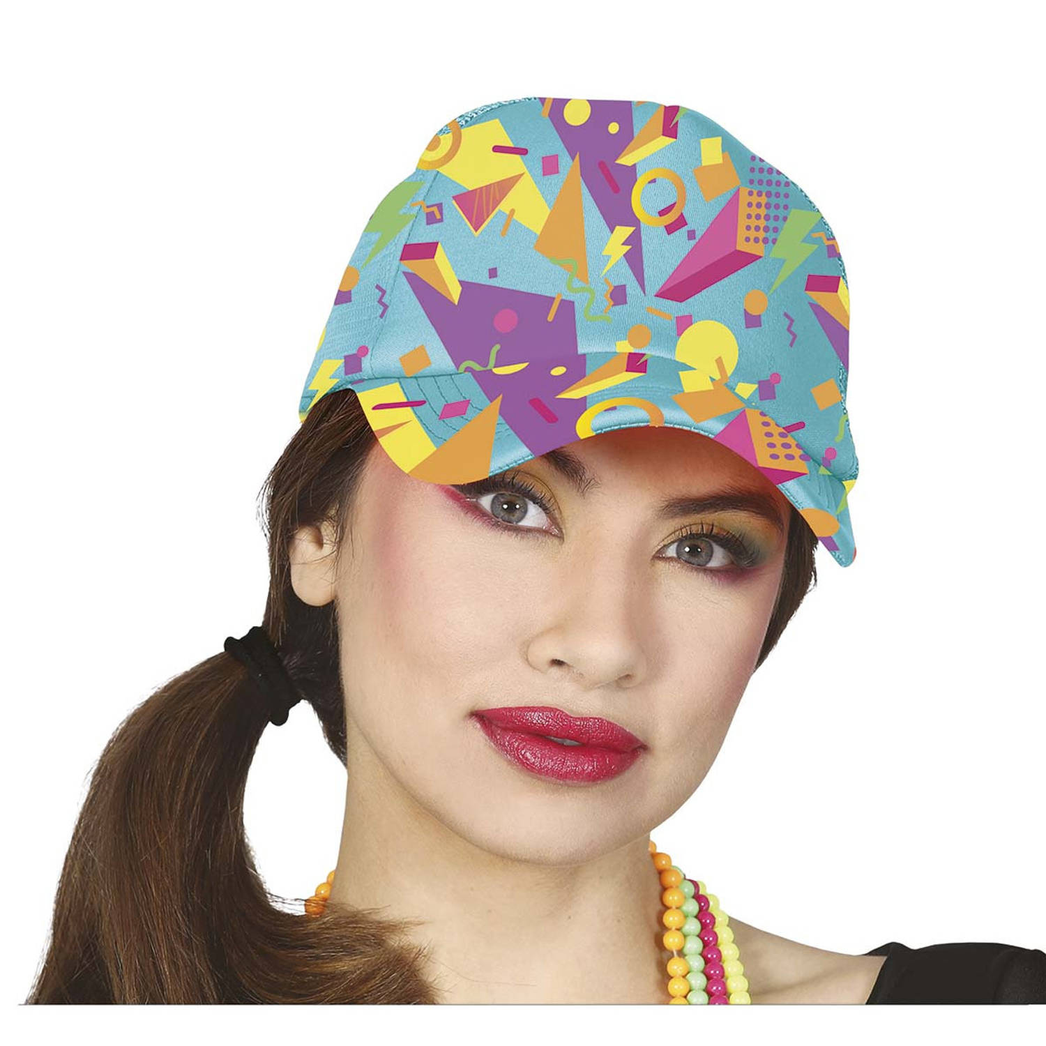 Fiestas Foute 80s/90s print party pet - mintgroen - jaren 80/90 verkleed accessoires - volwassenen onze size