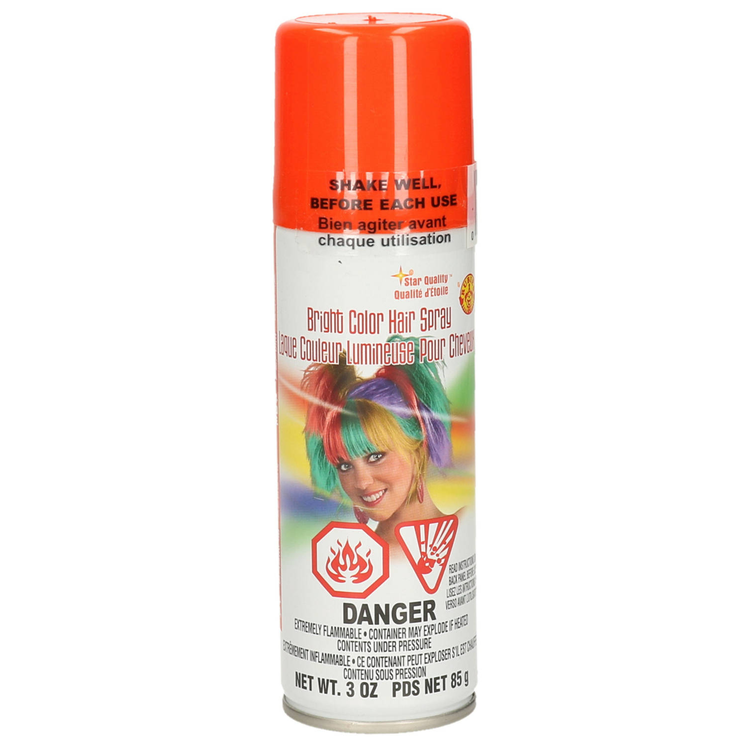 Rubies Haar verf/spray - neon oranje - spuitbus - 125 ml - Carnaval