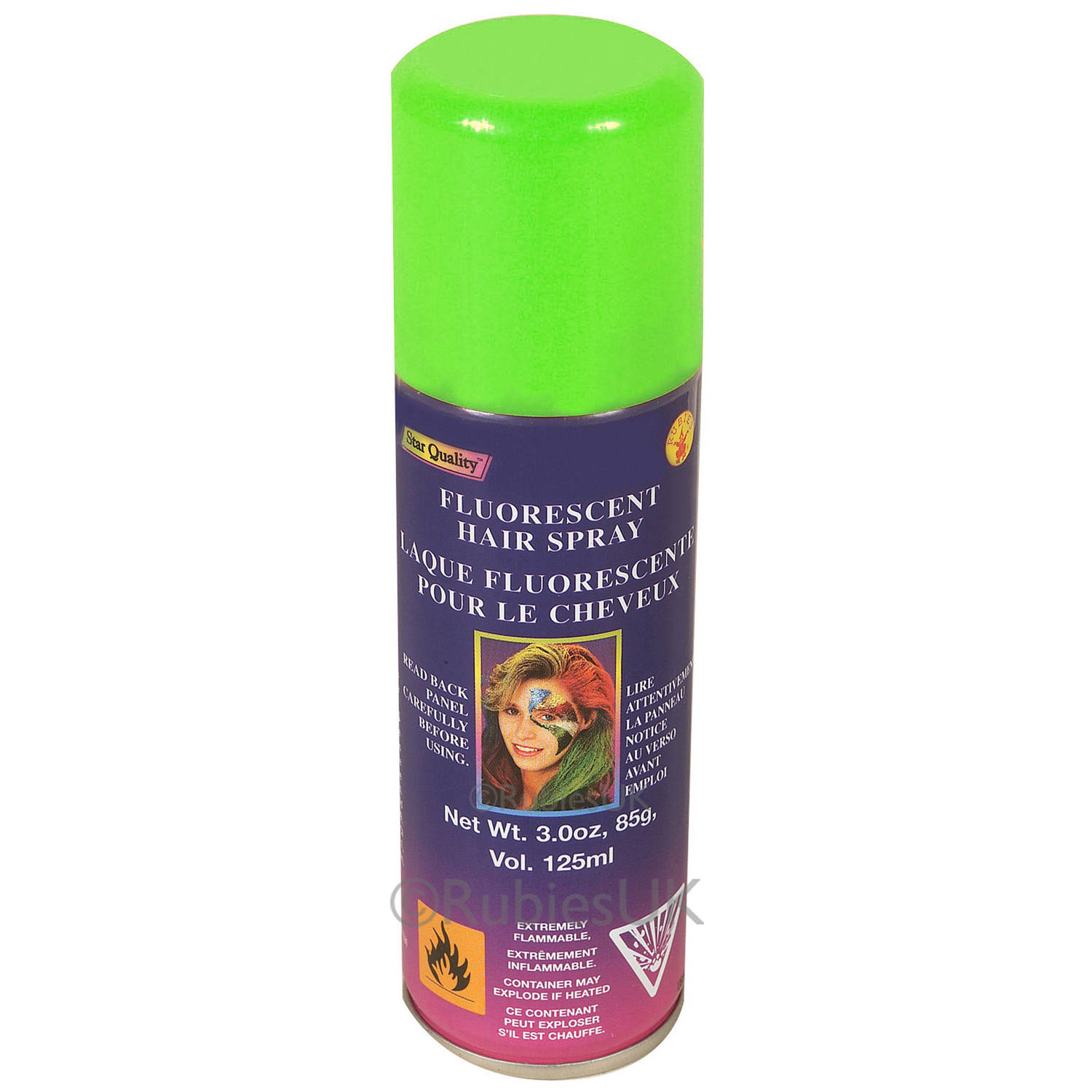 Haarverf-haarspray neon groen spuitbus 125 ml Carnaval Verkleedhaarkleuring