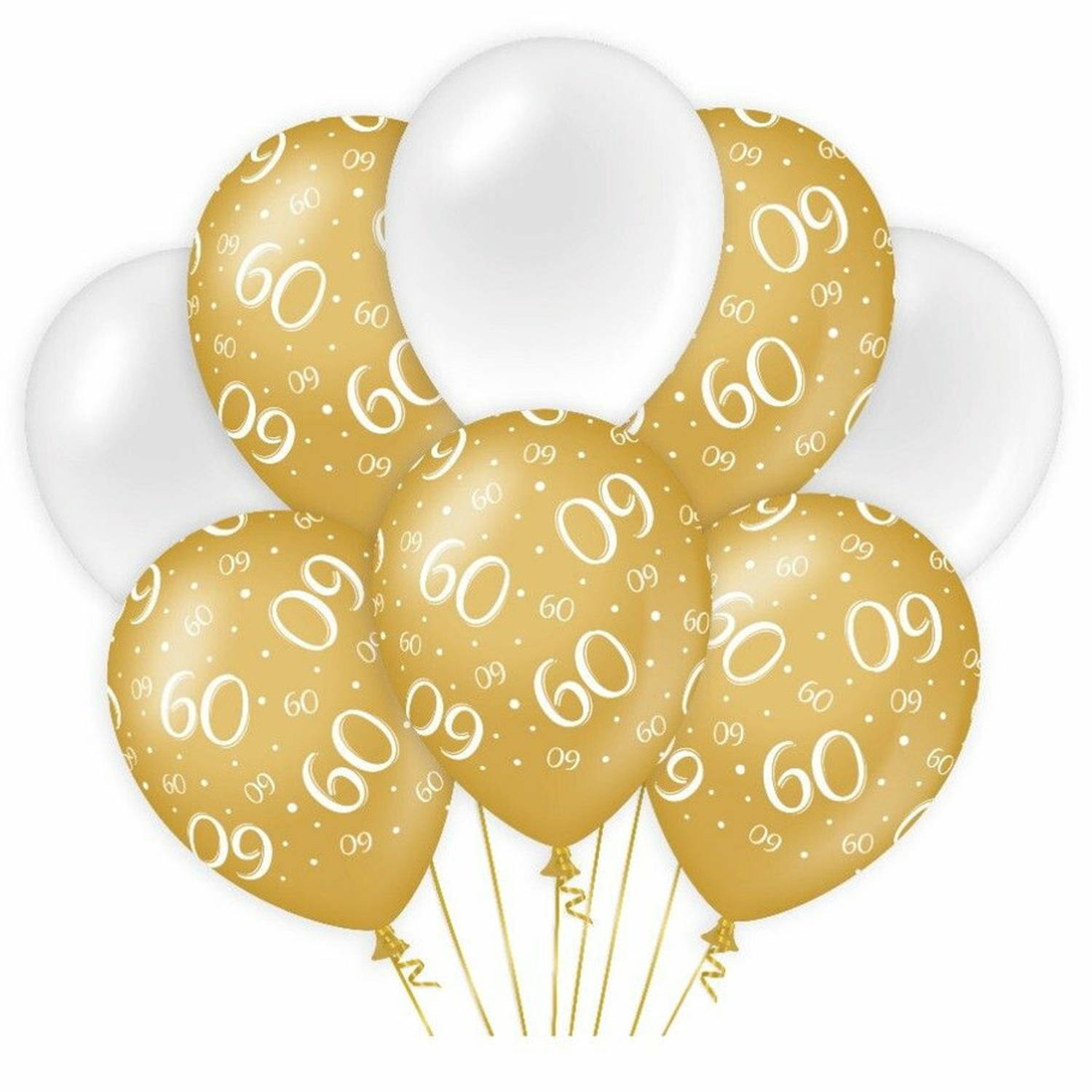 Paperdreams 60 jaar leeftijd thema Ballonnen - 24x - goud/wit - Verjaardag feestartikelen - Ballonnen