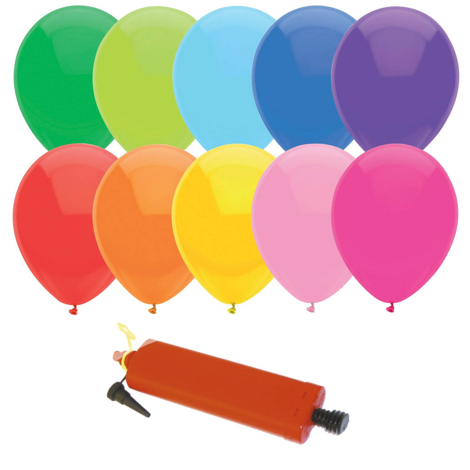 100x gekleurde party ballonnen 27 cm inclusief pomp - Ballonnen