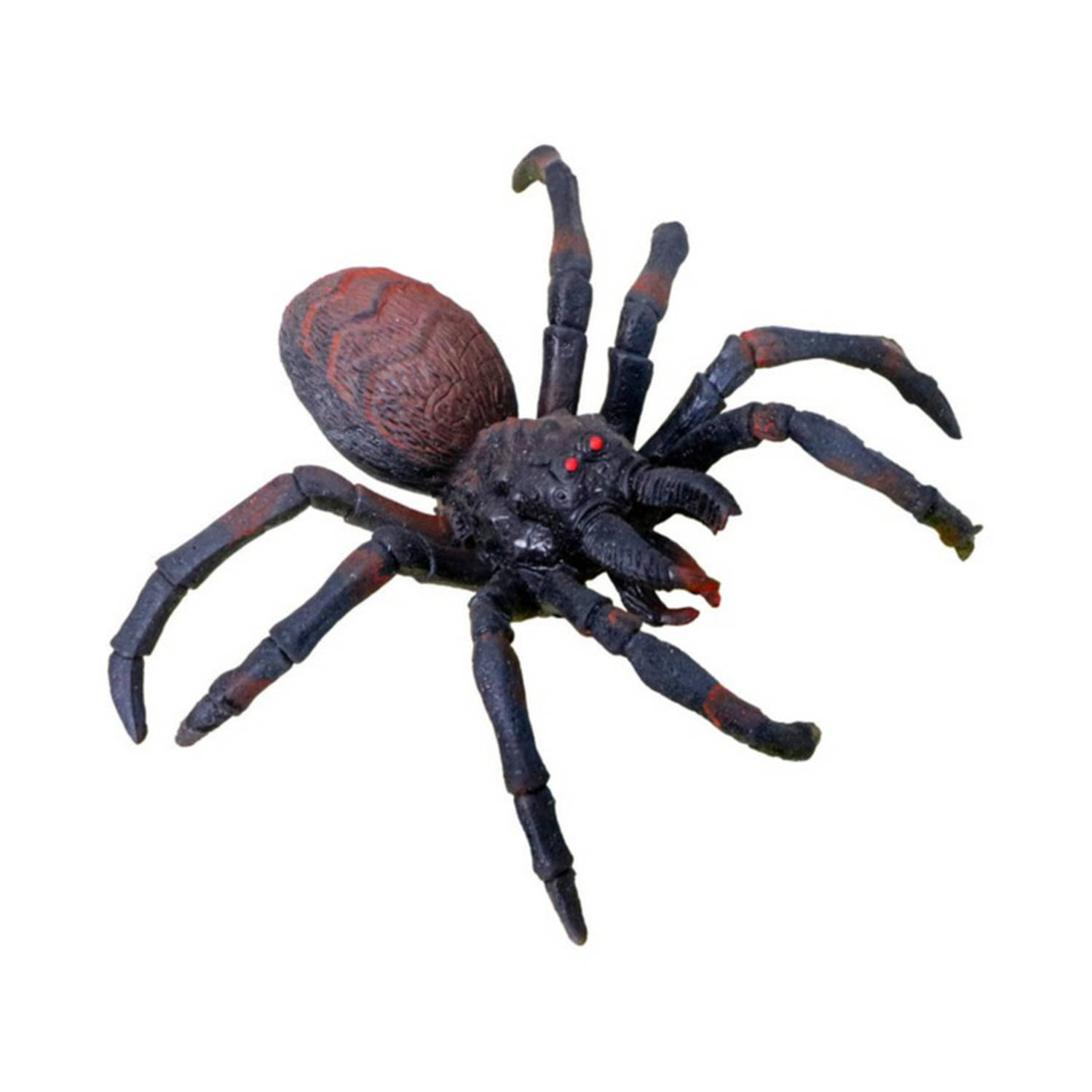 Chaks nep spin 15 cm - zwart/bruin - stretchy tarantula - Horror/griezel thema decoratie beestjes