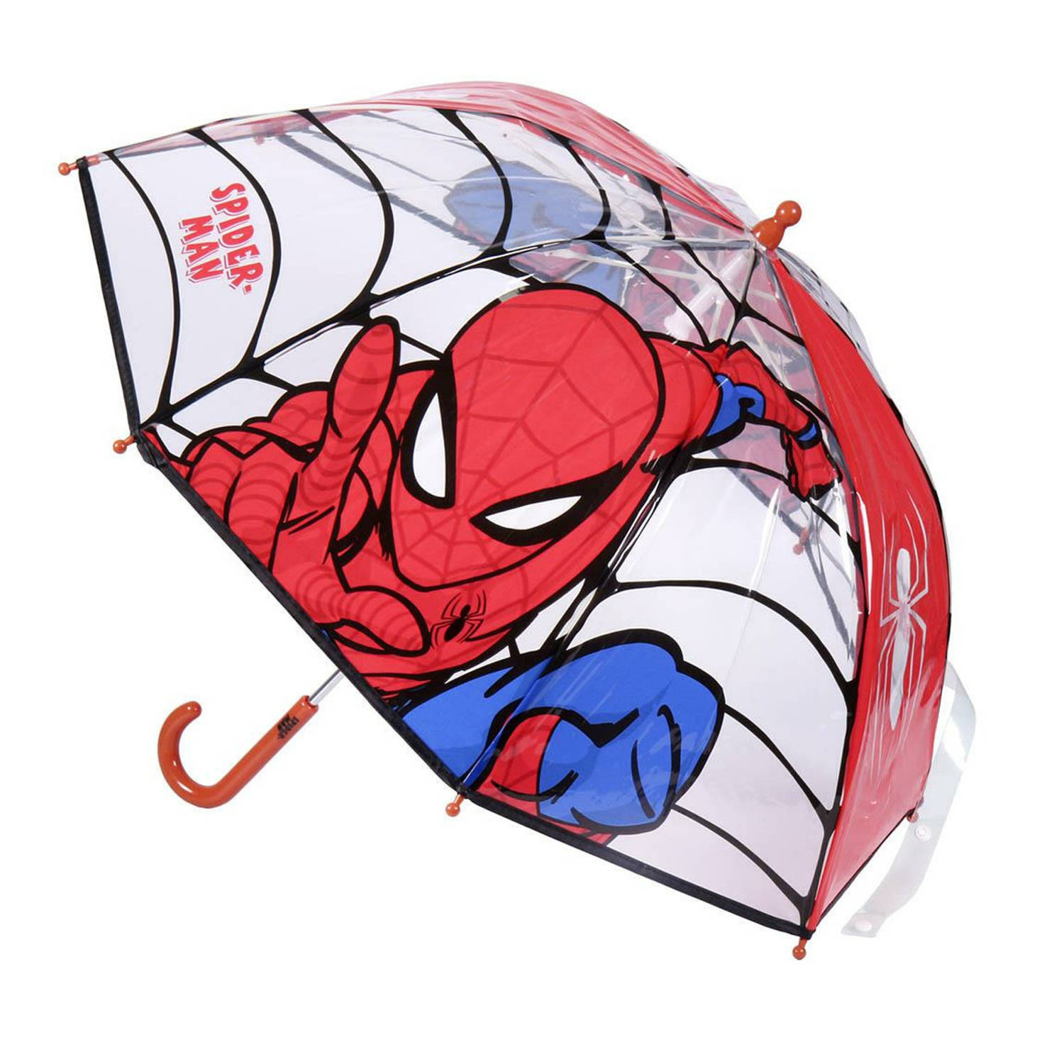 Spiderman paraplu - rood - D71 cm - voor kinderen - regen accessoires
