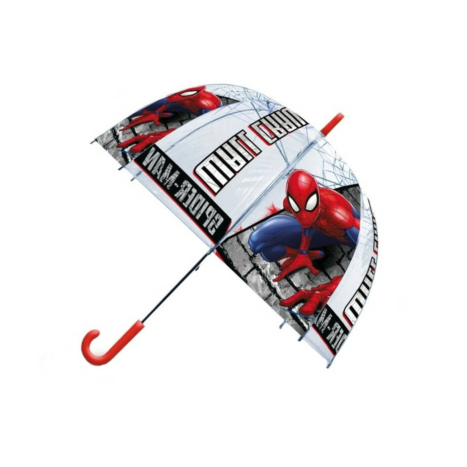 Spiderman paraplu - voor kinderen - rood/blauw - D61 cm
